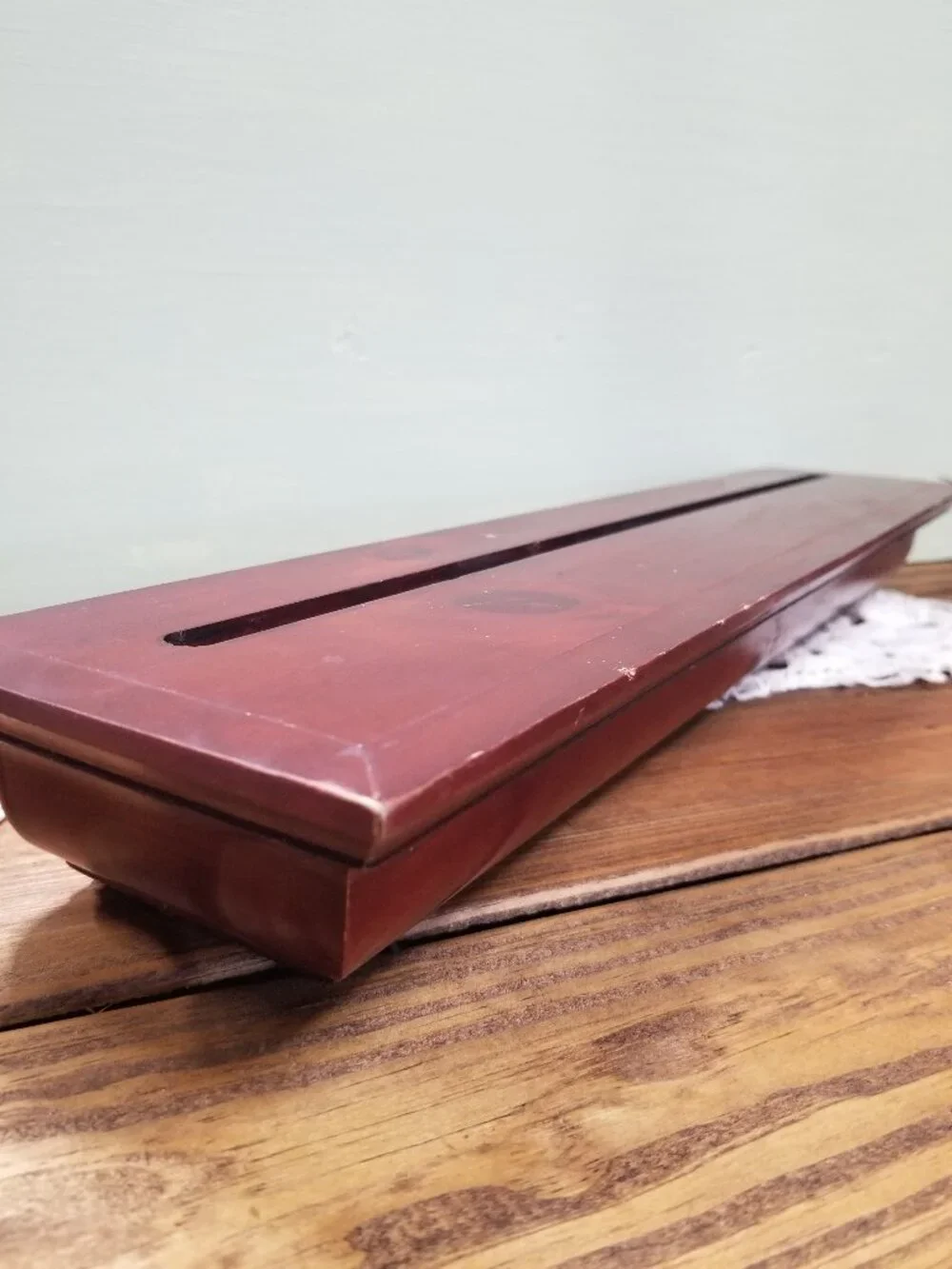 Vintage Wooden Shelf with Plate Groove 24 inch